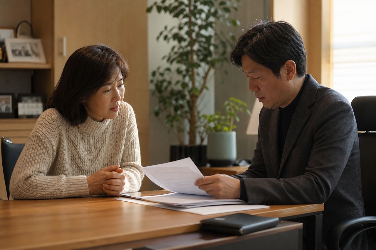 협의이혼 후 '나중에 나눠요' 구두 합의만 믿다가 — 이혼재산분할 청구권 2년 소멸시효, 오늘 당장 기산점 따져야 하는 이유 관련 전문가 상담·서류 검토 장면